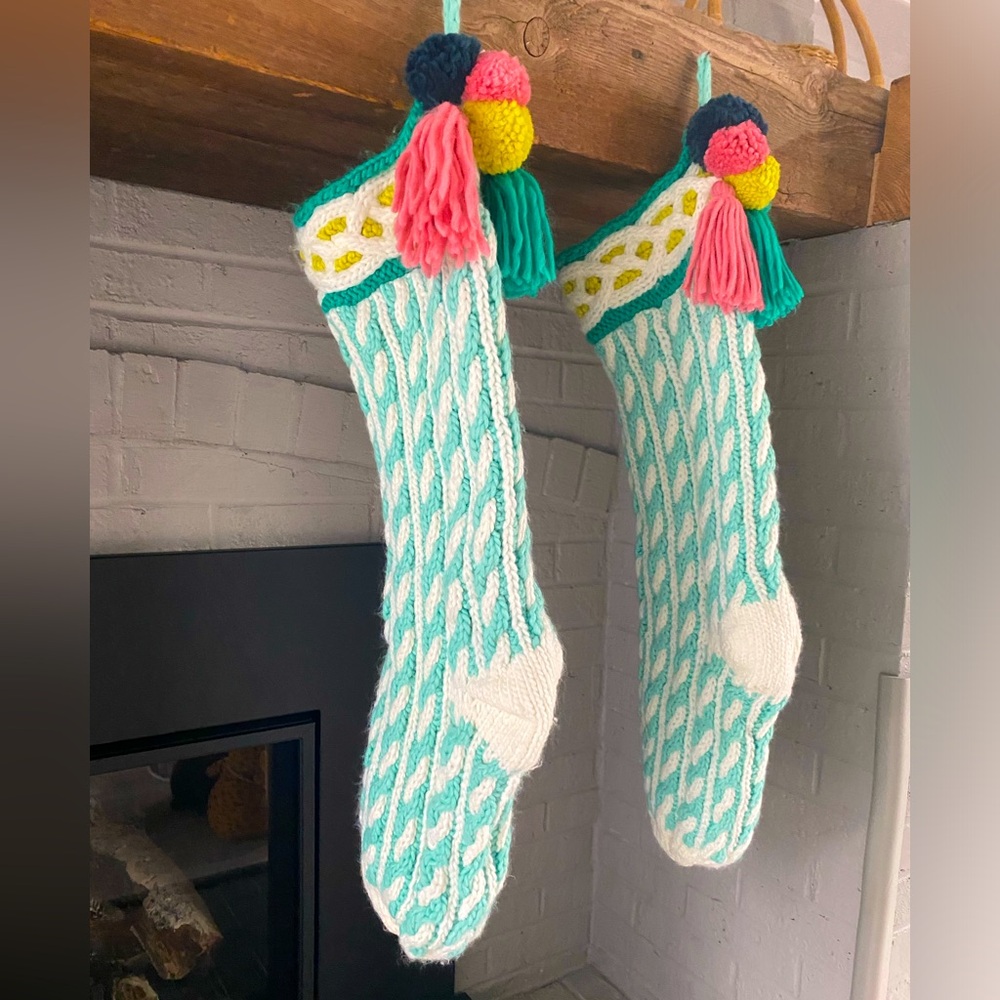 Pair of Anthropologie Christmas Holiday chunky knit Stockings